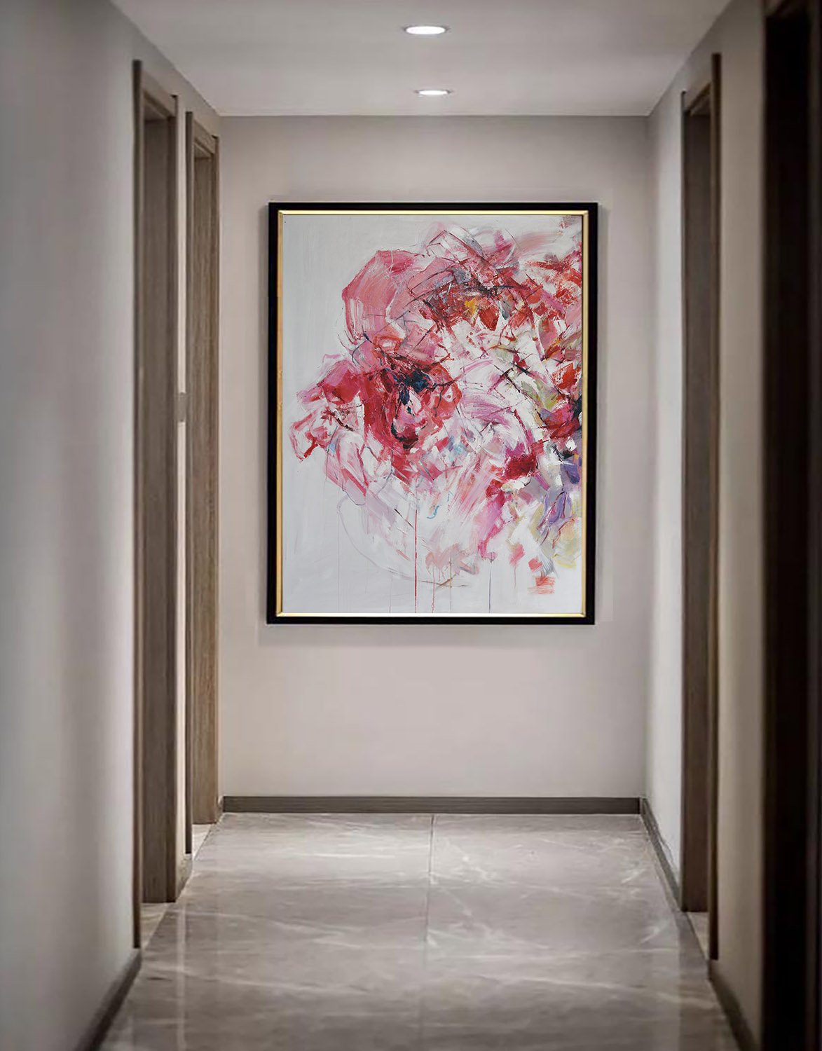 Vertical Abstract Flower Oil Painting #LX76B